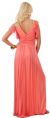 Ruffle Sleeves Long Formal Bridesmaid Dress with Sequins back in Coral